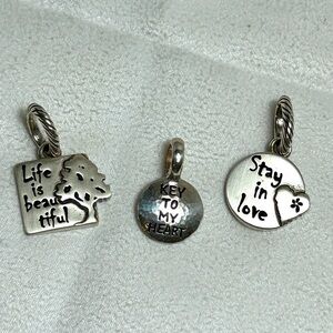 Brighton Pensieri Love Charms Brushed Silver Plated 3 Qty